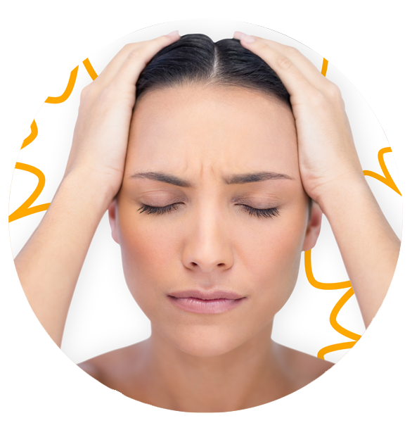a woman with migraine pain